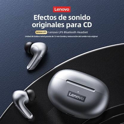 Lenovo-auriculares inalámbricos con Bluetooth LP5 100% originales, cascos de música HiFi con micrófono, deportivos, resistentes al agua, novedad de 2021
