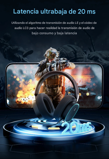 Auriculares para juegos Baseus GH02 con cable e inalámbricos, Bluetooth 5.3, controlador de 40 mm, RGB.
